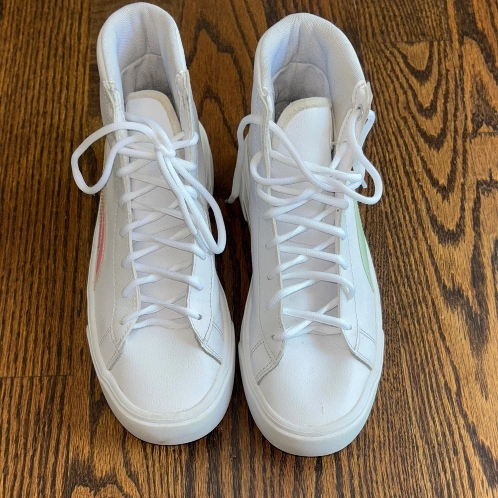 Puma White High-Top Sneakers with Iridescent Detail